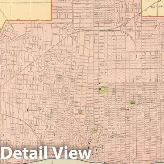 Historic Map : Detroit 1894 , Vintage Wall Art