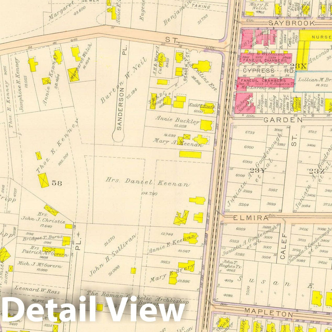 Historic Map : Atlas City of Boston, Wards 25 & 26 Brighton, Brighton 1916 Plate 013 , Vintage Wall Art