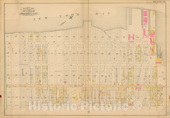 Historic Map : Robinson's Atlas City of Brooklyn, NY, Brooklyn 1886 Plate 033 , Vintage Wall Art