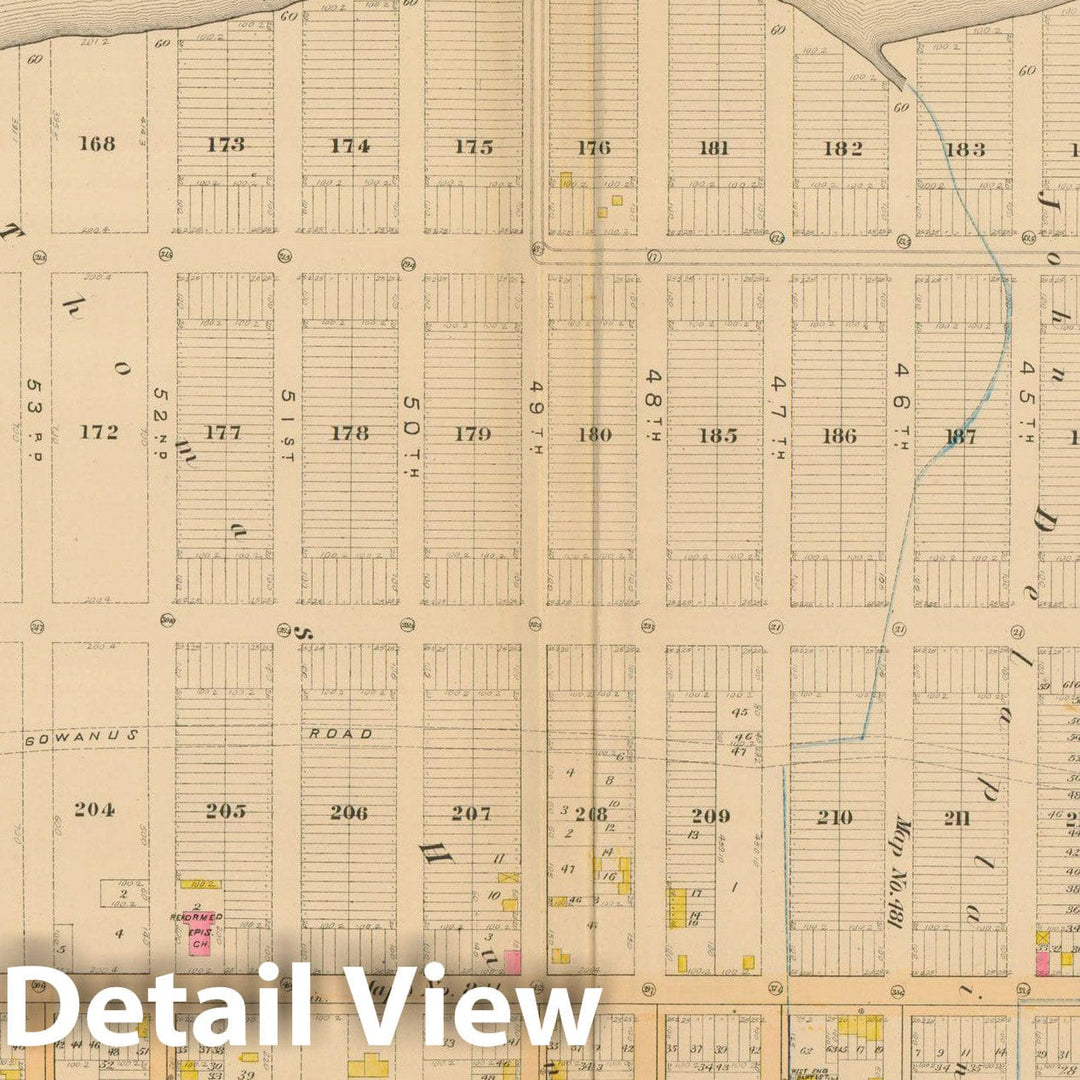 Historic Map : Robinson's Atlas City of Brooklyn, NY, Brooklyn 1886 Plate 033 , Vintage Wall Art