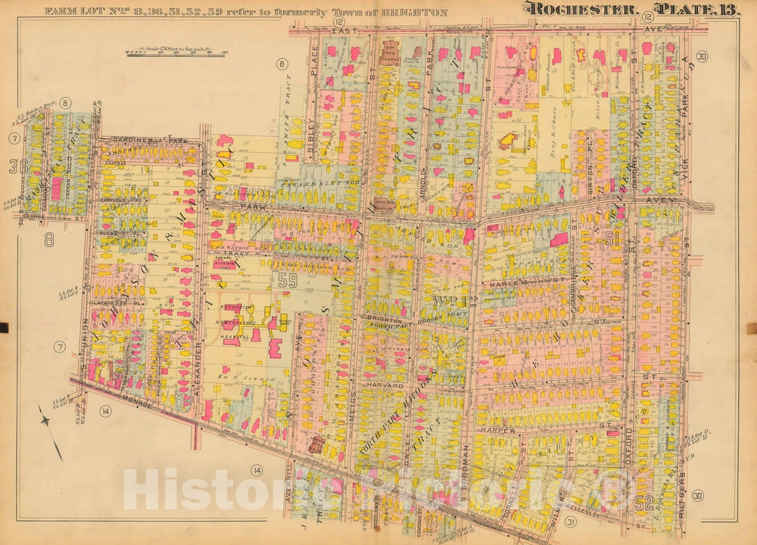 Historic Map : Atlas City of Rochester New York, Rochester 1910 Plate 013 , Vintage Wall Art