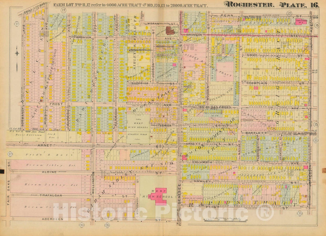 Historic Map : Atlas City of Rochester New York, Rochester 1910 Plate 016 , Vintage Wall Art