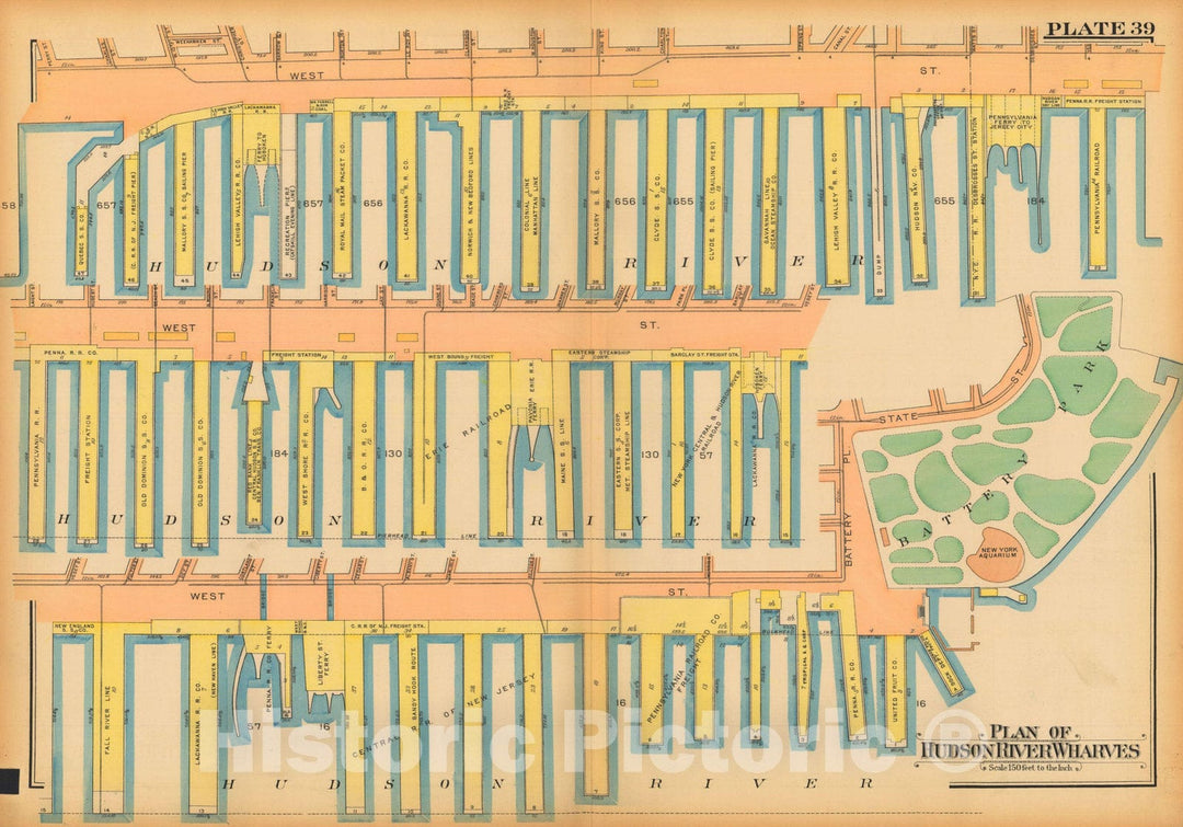 Historic Map : Atlas City of New York, Borough of Manhattan, Volume One, Battery to 14th Street, Manhattan 1922 Plate 039 , Vintage Wall Art