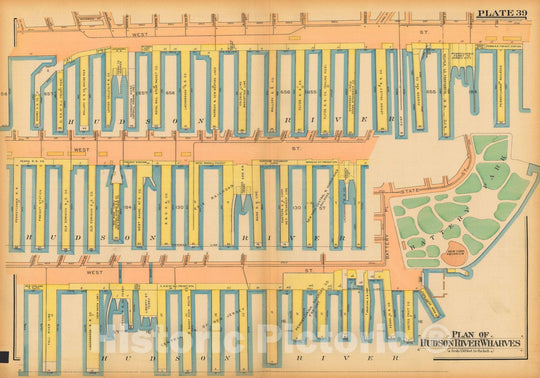 Historic Map : Atlas City of New York, Borough of Manhattan, Volume One, Battery to 14th Street, Manhattan 1922 Plate 039 , Vintage Wall Art