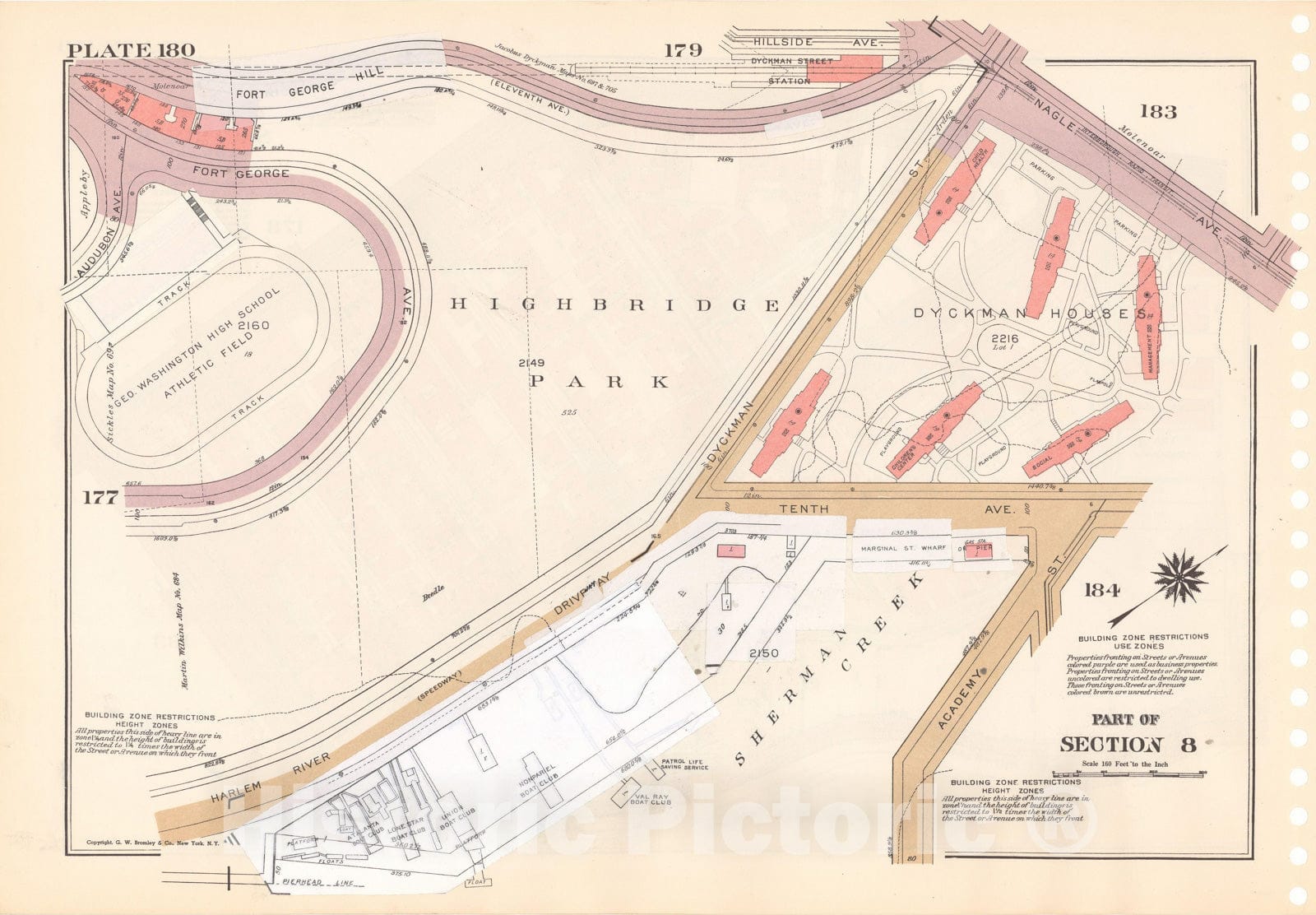 Historic Map : Manhattan Land Book 1955 - Updated Through Nov 7th, New York City 1975 Plate 180 , Vintage Wall Art