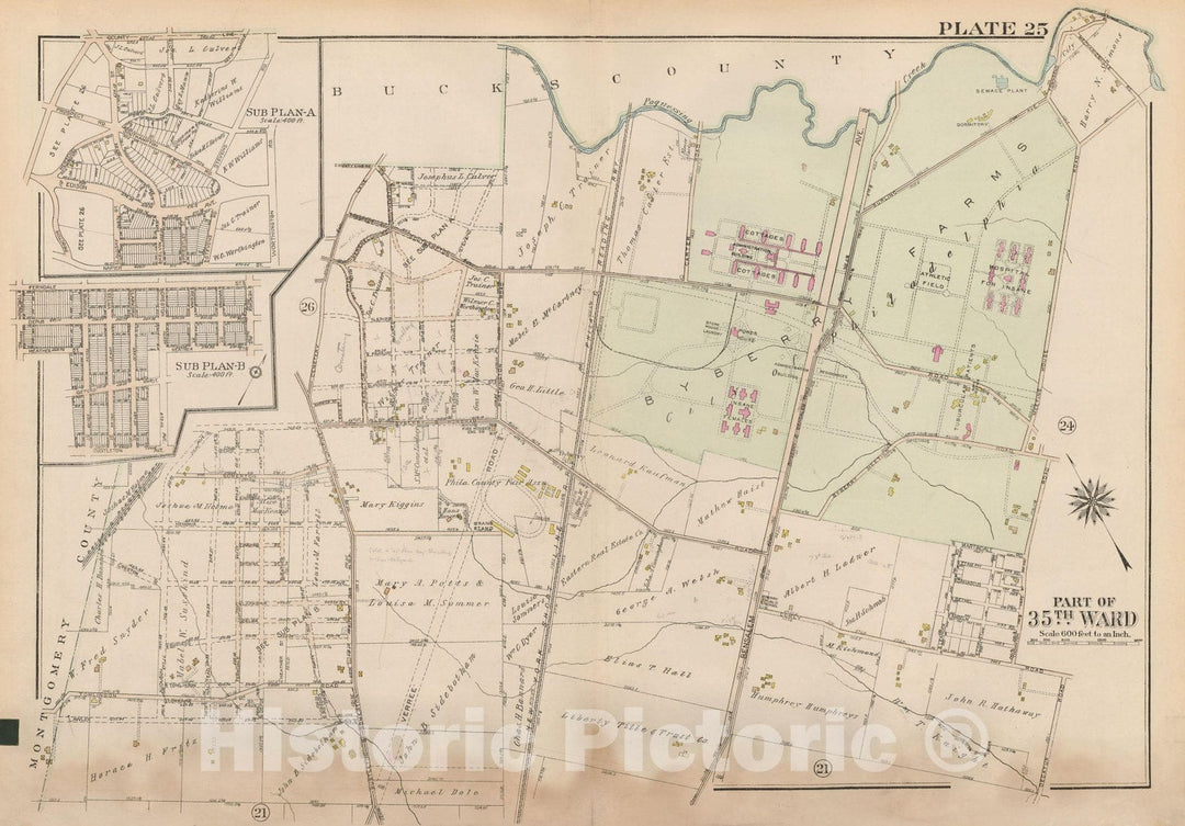 Historic Map : Atlas City of Philadelphia 35th Ward, Philadelphia 1927 Plate 025 , Vintage Wall Art