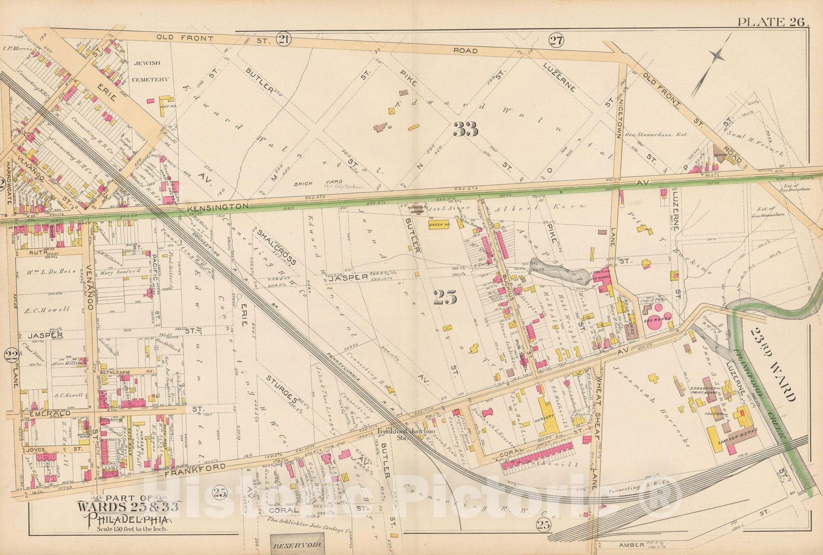 Historic Map : Atlas City of Philadelphia Volume 9 25th and 33rd Wards, Philadelphia 1891 Plate 026 , Vintage Wall Art