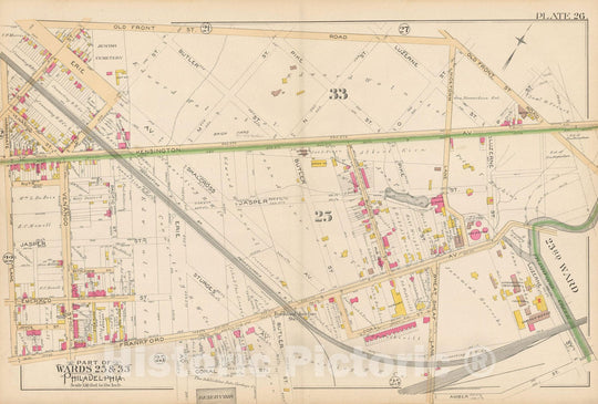 Historic Map : Atlas City of Philadelphia Volume 9 25th and 33rd Wards, Philadelphia 1891 Plate 026 , Vintage Wall Art