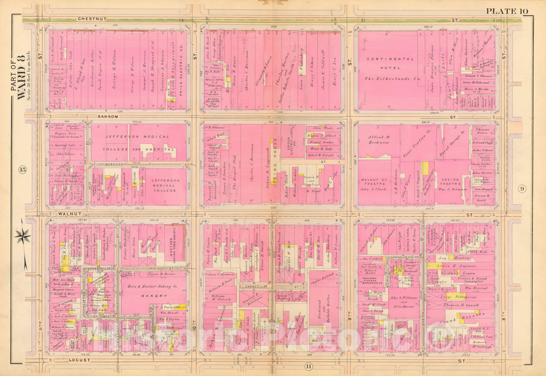 Historic Map : Philadelphia 1908 Plate 010 , Vintage Wall Art