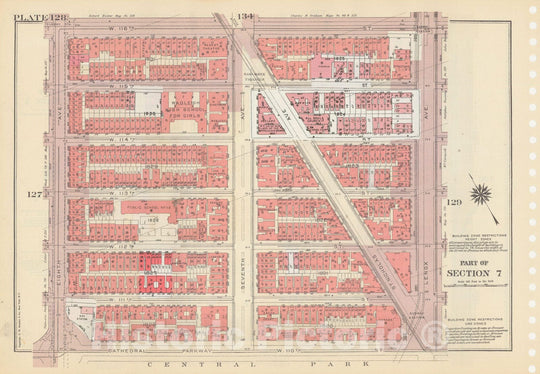 Historic Map : Manhattan Land Book 1955 - Updated Through Nov 7th, New York City 1975 Plate 128 , Vintage Wall Art