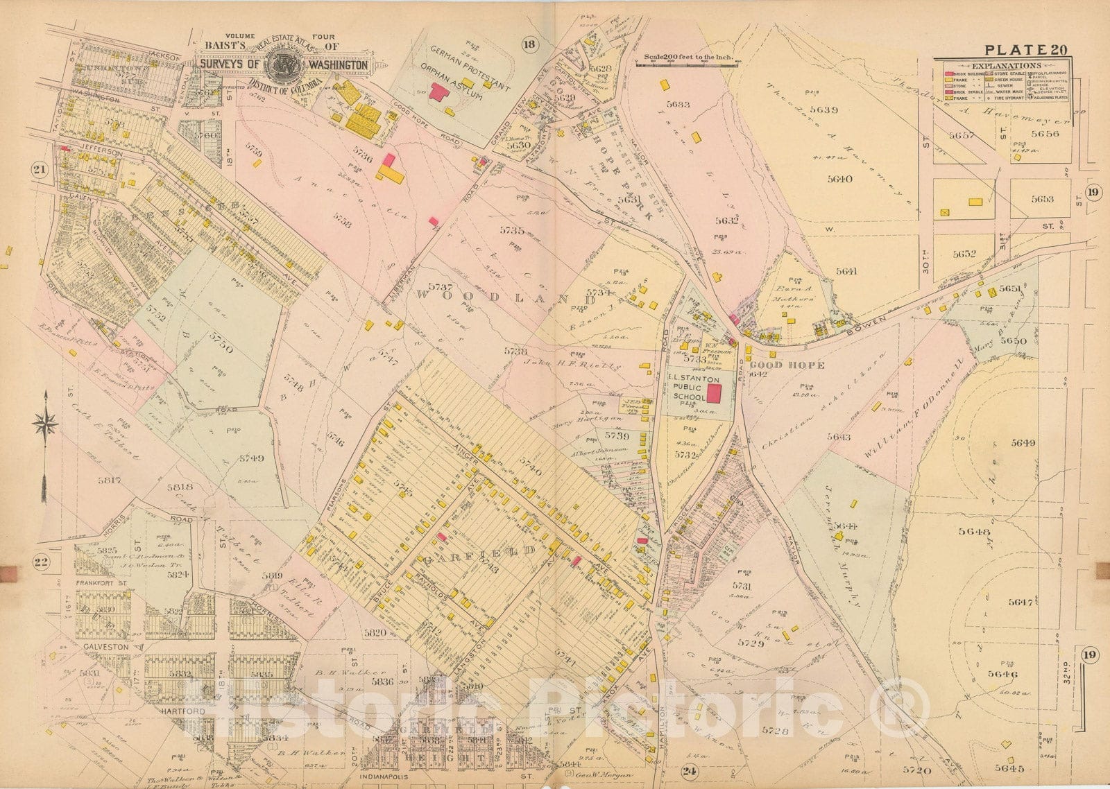 Historic Map : Atlas of Washington D.C. Volume 4 (NE, SE), Washington 1907 Plate 020 , Vintage Wall Art