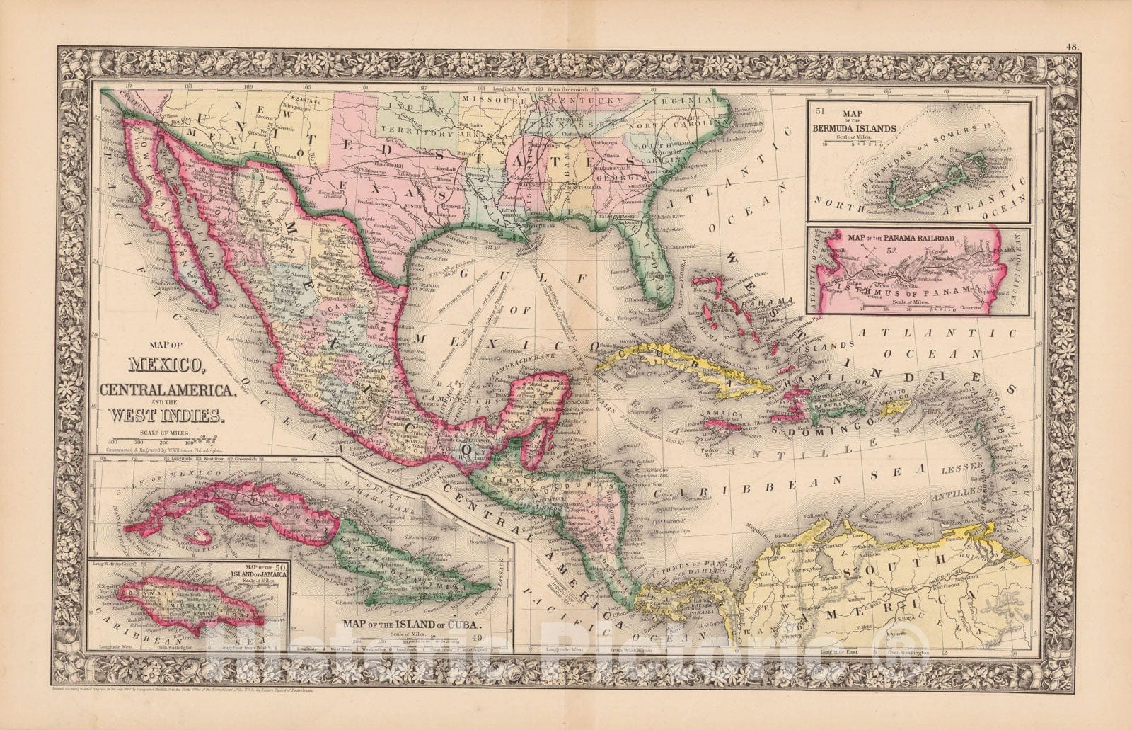 Historic Map : North America 1864 , New General (World) Atlas , Vintage Wall Art