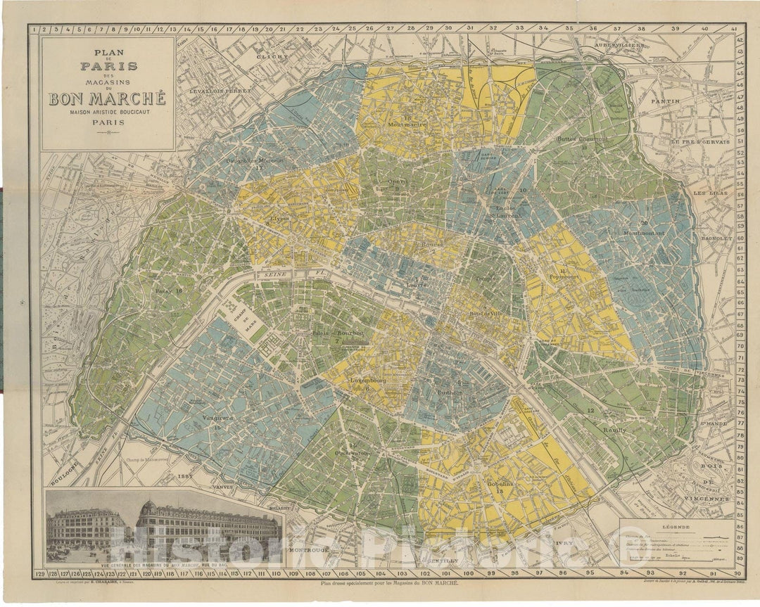 Historic Map : Europe, Paris 1902 , Vintage Wall Art