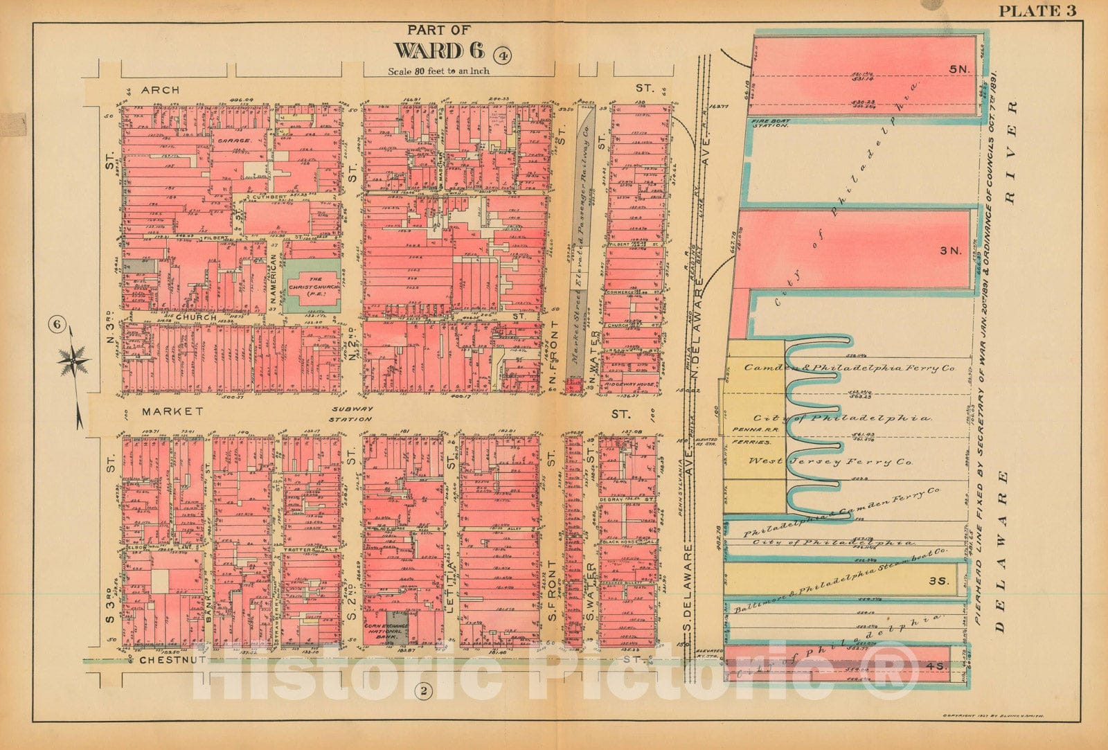 Historic Map : Philadelphia 1927 Plate 003 , Atlas 5th to 10th Wards of the City of Philadelphia , Vintage Wall Art