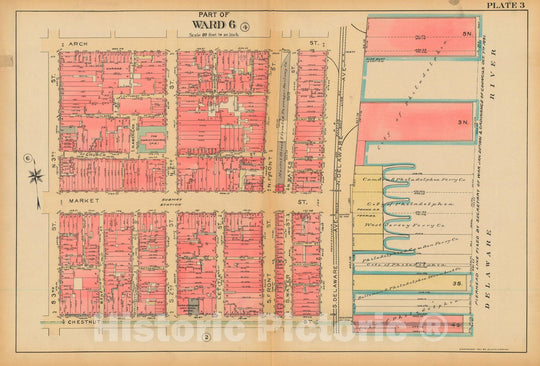 Historic Map : Philadelphia 1927 Plate 003 , Atlas 5th to 10th Wards of the City of Philadelphia , Vintage Wall Art