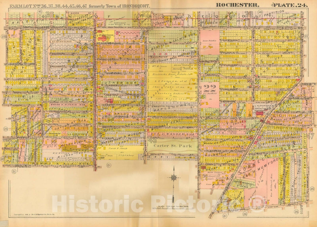 Historic Map : Plat Book of the City of Rochester New York and Vicinity, 1918 Plate 024 , Vintage Wall Art