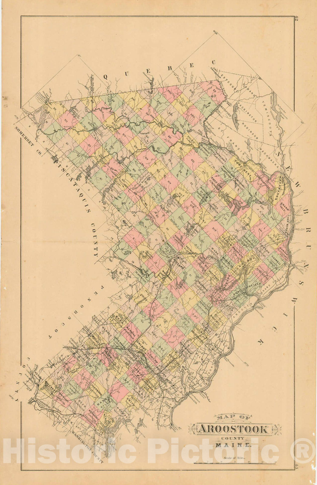 Historic Map : Atlas State of Maine, Aroostook 1894-95 , Vintage Wall Art