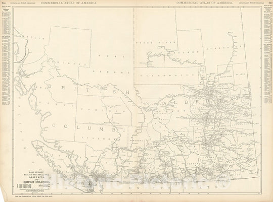 Historic Map : Commercial Atlas of America, 56th Edition, Alberta & British Columbia 1925 , Vintage Wall Art