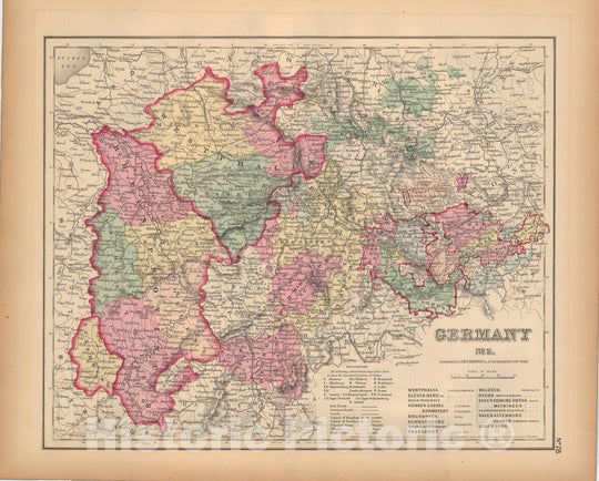 Historic Map : General Atlas (Of The World), Germany 1857 , Vintage Wall Art