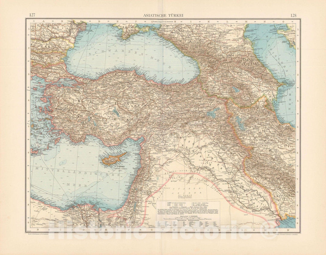 Historic Map : Turkey 1899 , Andrees Allgemeiner Handatlas , v2, Vintage Wall Art