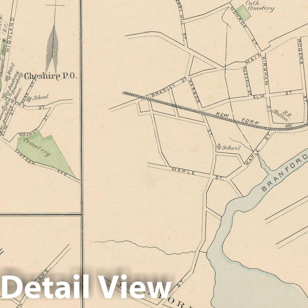 Historic Map : Branford & Cheshire & North Haven 1893 , Town and City Atlas State of Connecticut , Vintage Wall Art