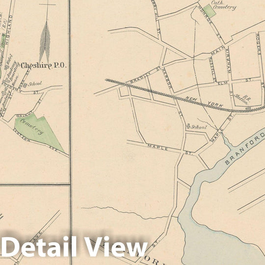 Historic Map : Branford & Cheshire & North Haven 1893 , Town and City Atlas State of Connecticut , Vintage Wall Art