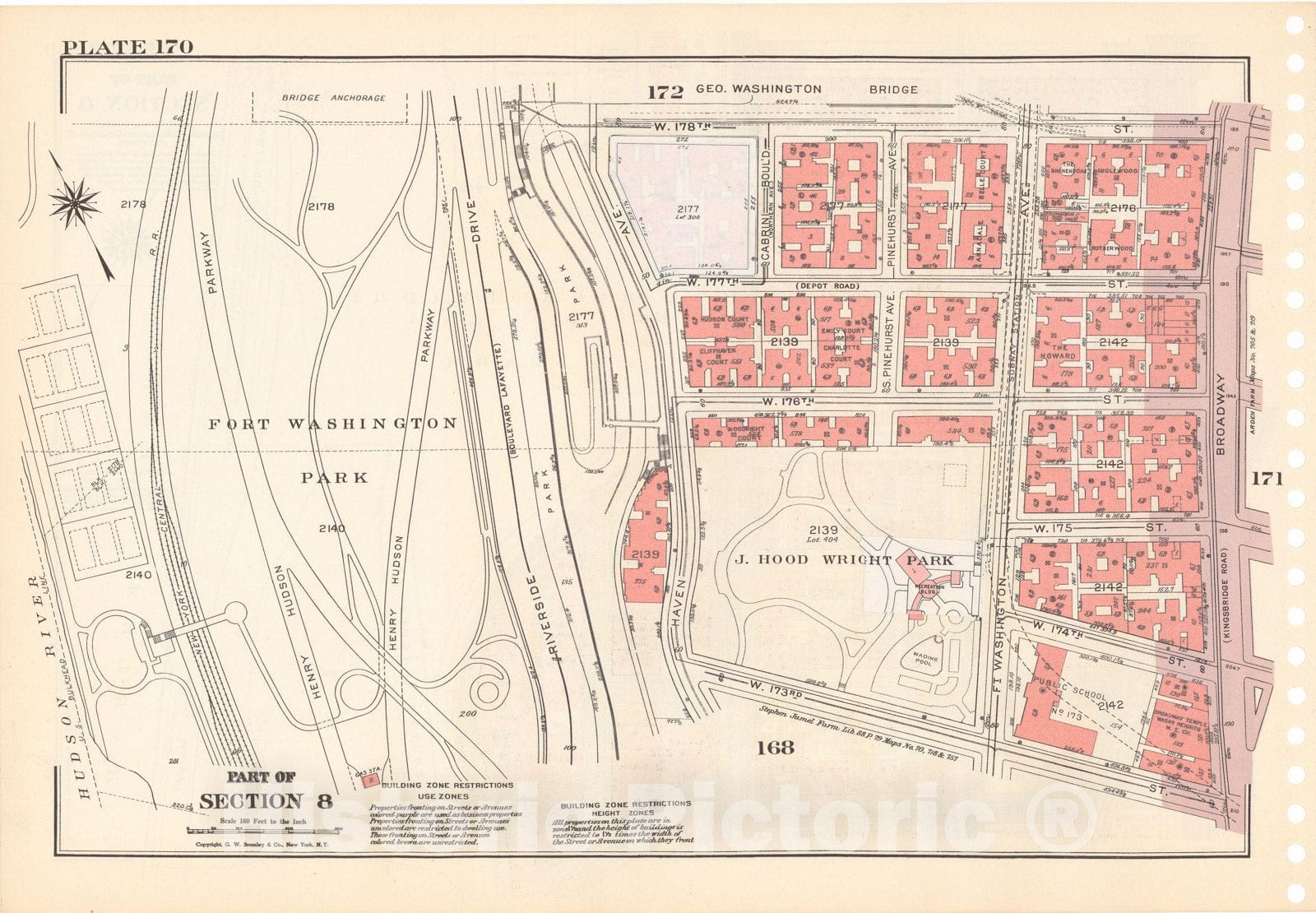 Historic Map : Manhattan Land Book 1955 - Updated Through Nov 7th, New York City 1975 Plate 170 , Vintage Wall Art