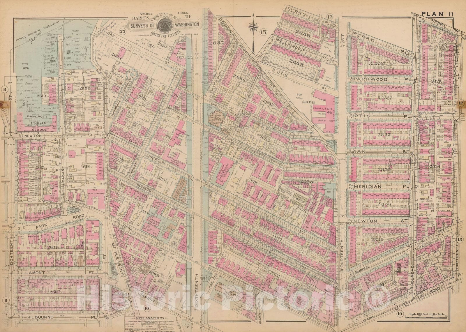 Historic Map : Atlas of Washington D.C. Volume 3 (Outer NW), Washington 1937 Plate 011 , Vintage Wall Art