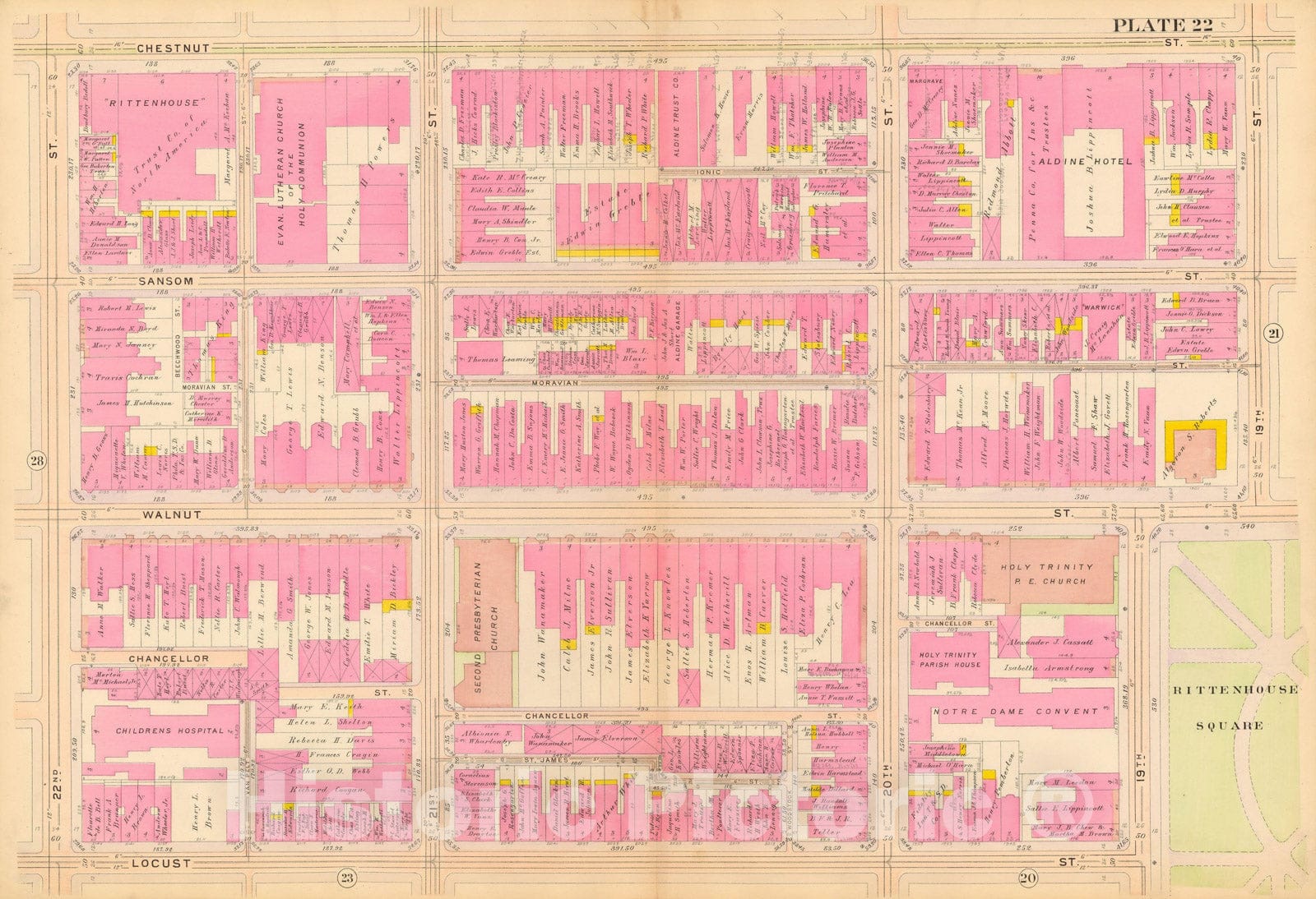 Historic Map : Philadelphia 1908 Plate 022 , Vintage Wall Art