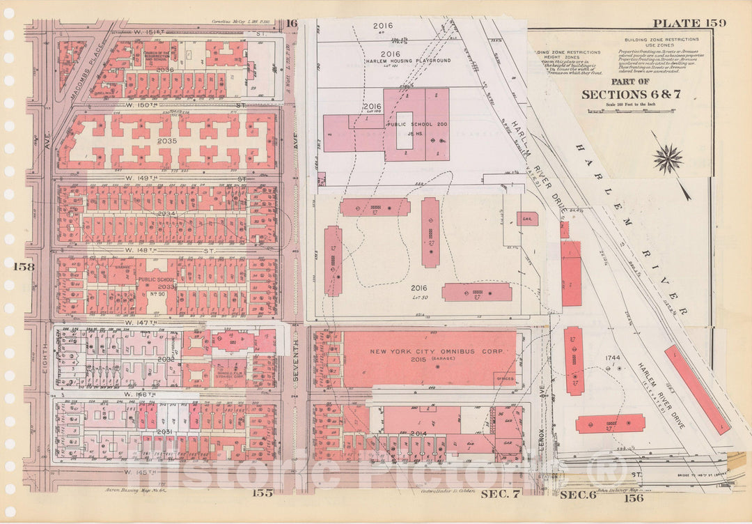 Historic Map : Manhattan Land Book 1955 - Updated Through Nov 7th, New York City 1975 Plate 159 , Vintage Wall Art