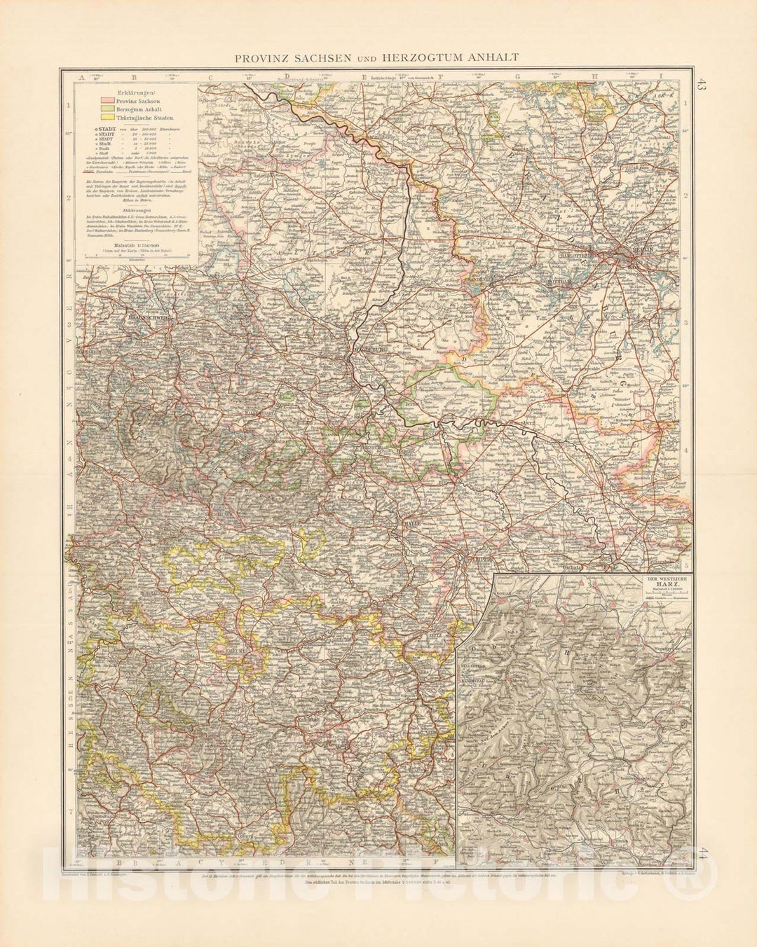 Historic Map : Germany 1899 , Andrees Allgemeiner Handatlas , v6, Vintage Wall Art