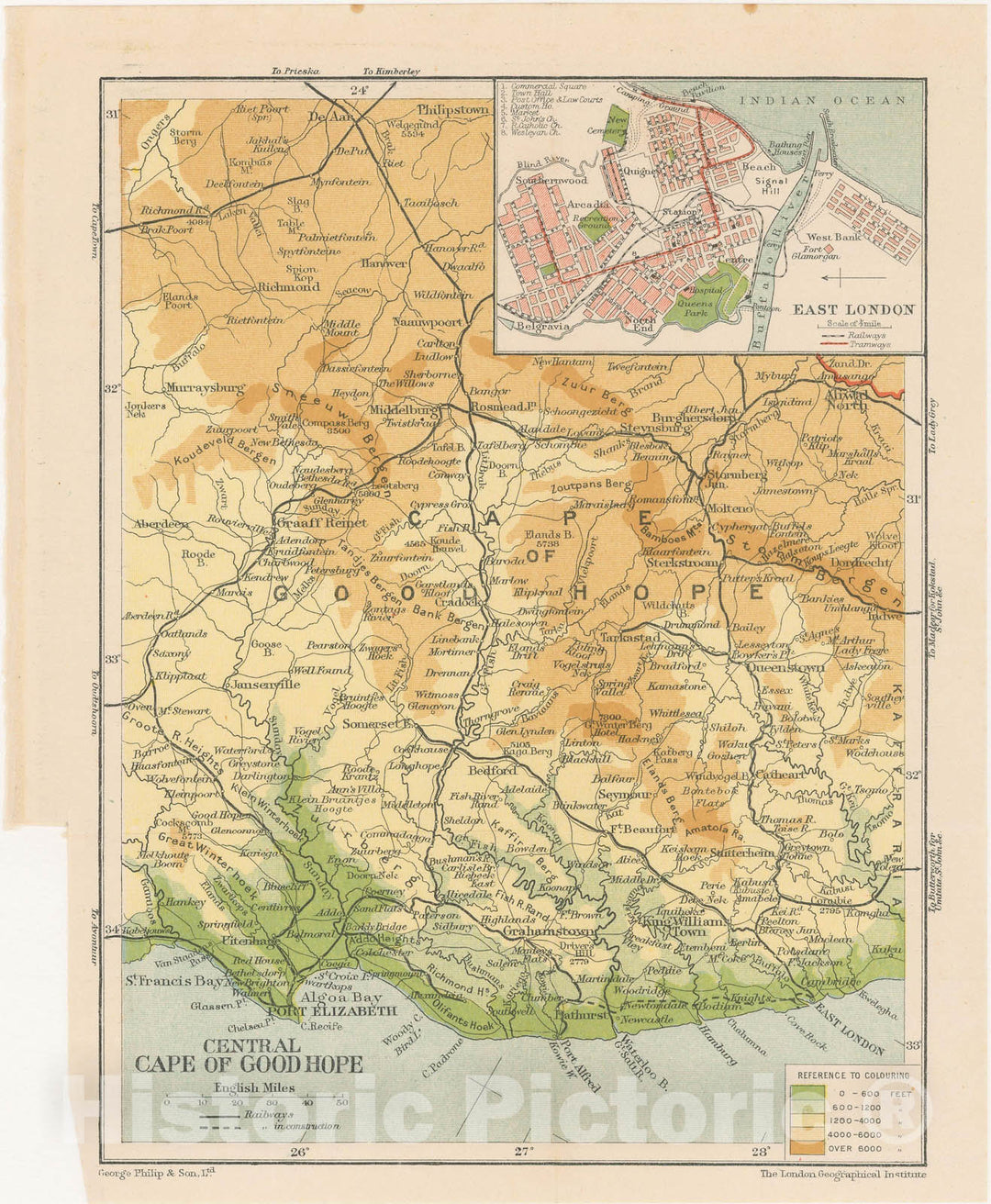 Historic Map : Atlas of South Africa, Central Cape of Good Hope 1911 , Vintage Wall Art