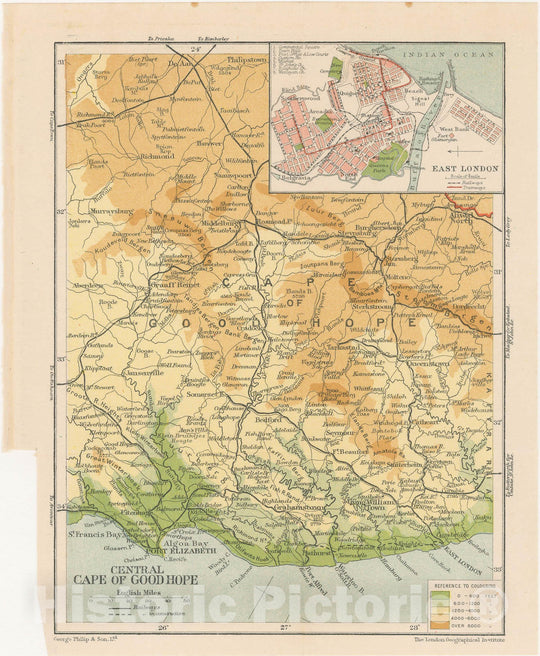 Historic Map : Atlas of South Africa, Central Cape of Good Hope 1911 , Vintage Wall Art