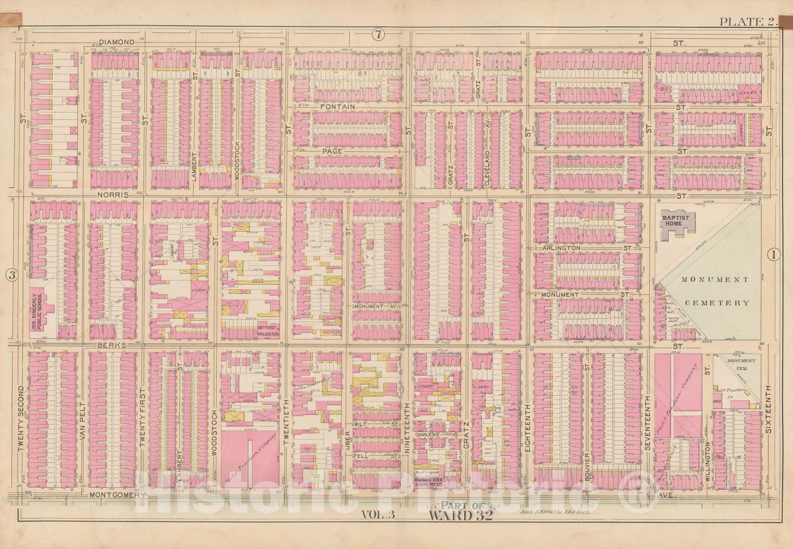 Historic Map : City of Philadelphia, 28th 32nd & 37th Wards, Vol. 6, Second Ed., Philadelphia 1894 Plate 002 , Vintage Wall Art