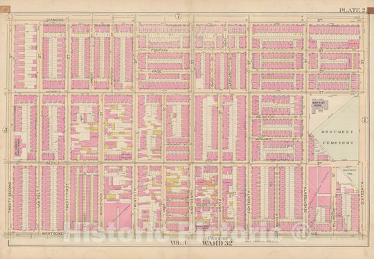 Historic Map : City of Philadelphia, 28th 32nd & 37th Wards, Vol. 6, Second Ed., Philadelphia 1894 Plate 002 , Vintage Wall Art