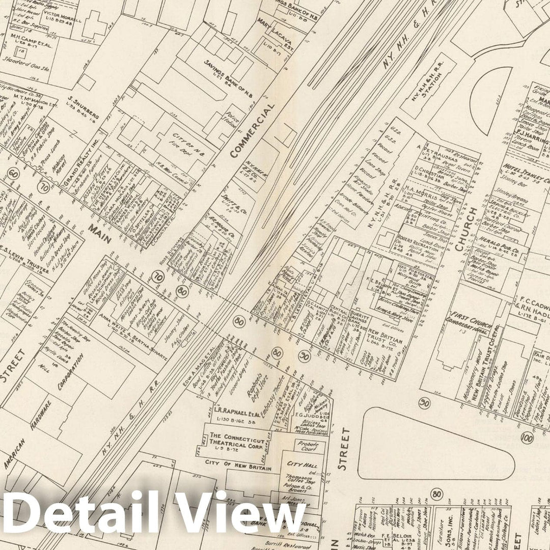 Historic Map : New England States Ed., New Britain 1946 , Nirenstein's National Preferred Real Estate Locations of Business Properties , Vintage Wall Art