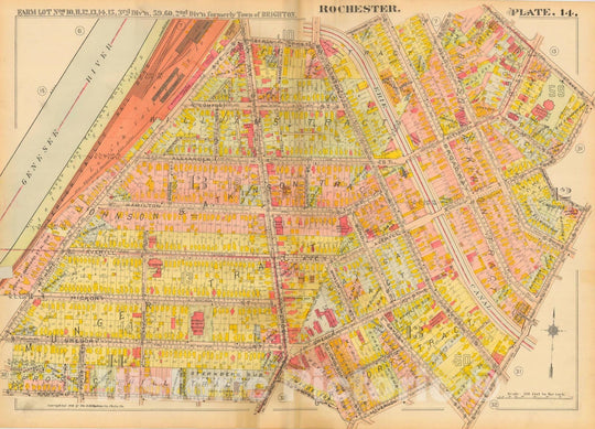 Historic Map : Plat Book of the City of Rochester New York and Vicinity, 1918 Plate 014 , Vintage Wall Art