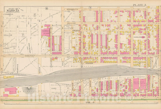 Historic Map : Atlas City of Philadelphia Volume 9 25th and 33rd Wards, Philadelphia 1891 Plate 005 , Vintage Wall Art