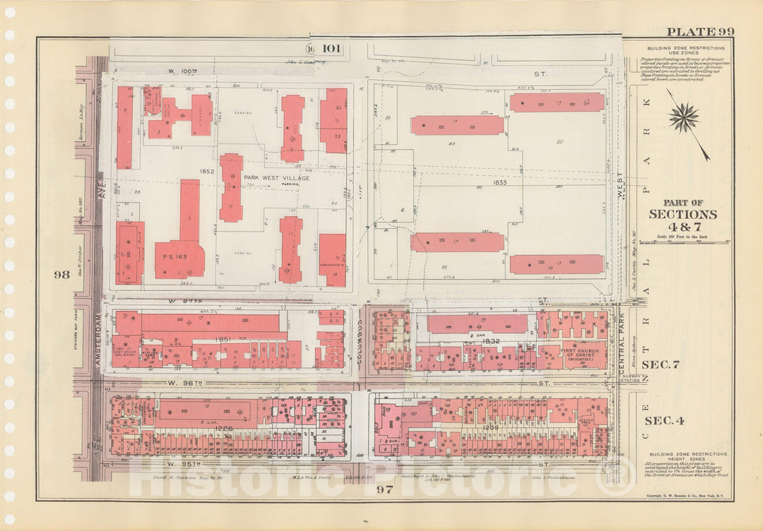 Historic Map : Manhattan Land Book 1955 - Updated Through Nov 7th, New York City 1975 Plate 099 , Vintage Wall Art