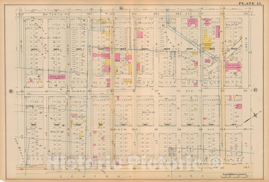 Historic Map : Atlas City of New York, Vol 2 ... 12th Ward, 2nd Ed., Manhattan 1884 Plate 015 , Vintage Wall Art