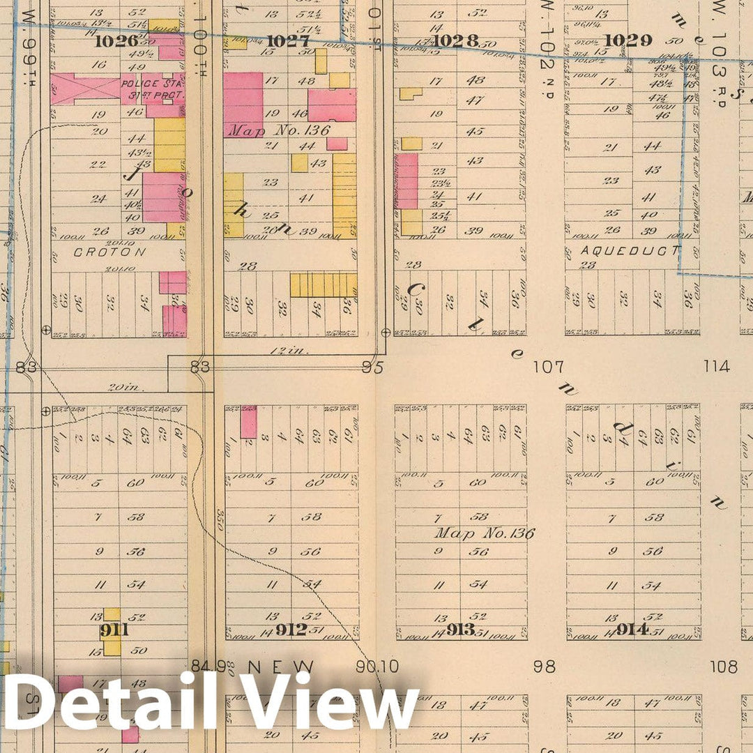 Historic Map : Atlas City of New York, Vol 2 ... 12th Ward, 2nd Ed., Manhattan 1884 Plate 015 , Vintage Wall Art