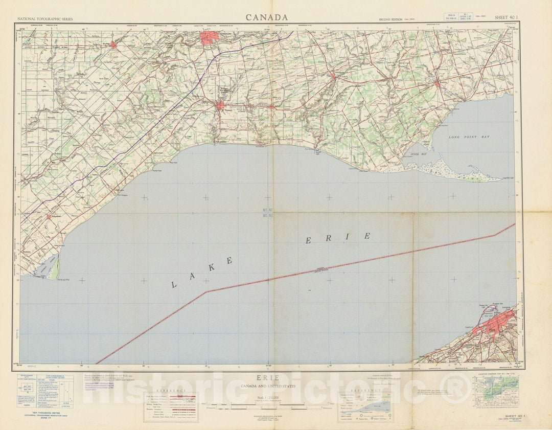 Historic Map : Erie & London 1964 Topographic Map , Vintage Wall Art