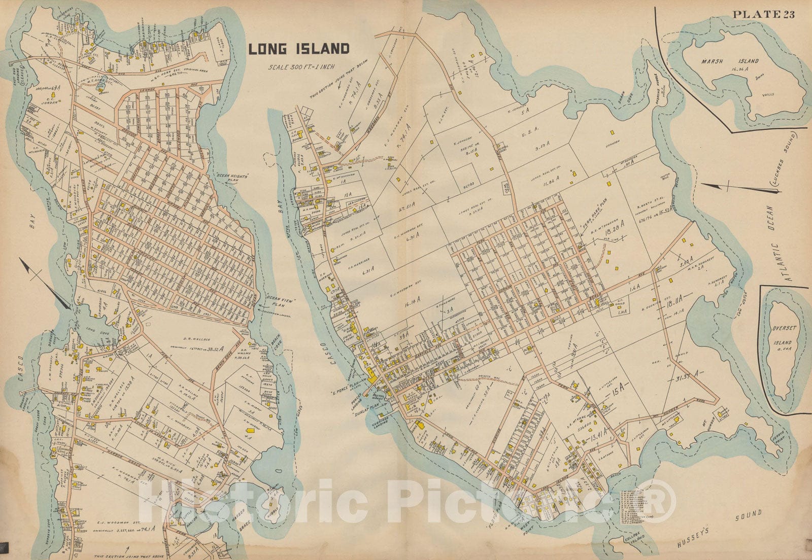 Historic Map : Atlas City of Portland, Long Island 1914 Plate 023 , Vintage Wall Art