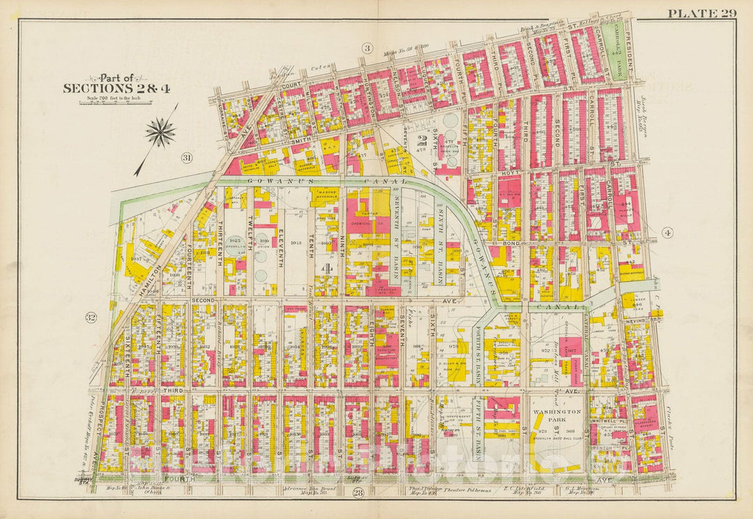 Historic Map : Vol. 1, Brooklyn 1908 Plate 029 , Atlas Borough of Brooklyn , Vintage Wall Art