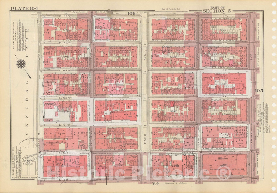 Historic Map : Manhattan Land Book 1955 - Updated Through Nov 7th, New York City 1975 Plate 104 , Vintage Wall Art