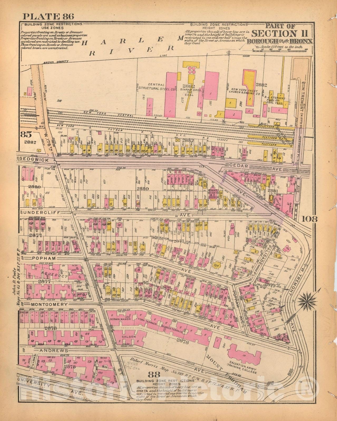 Historic Map : Borough of The Bronx, Sections 9-13, The Bronx 1928 Plate 086 , Vintage Wall Art