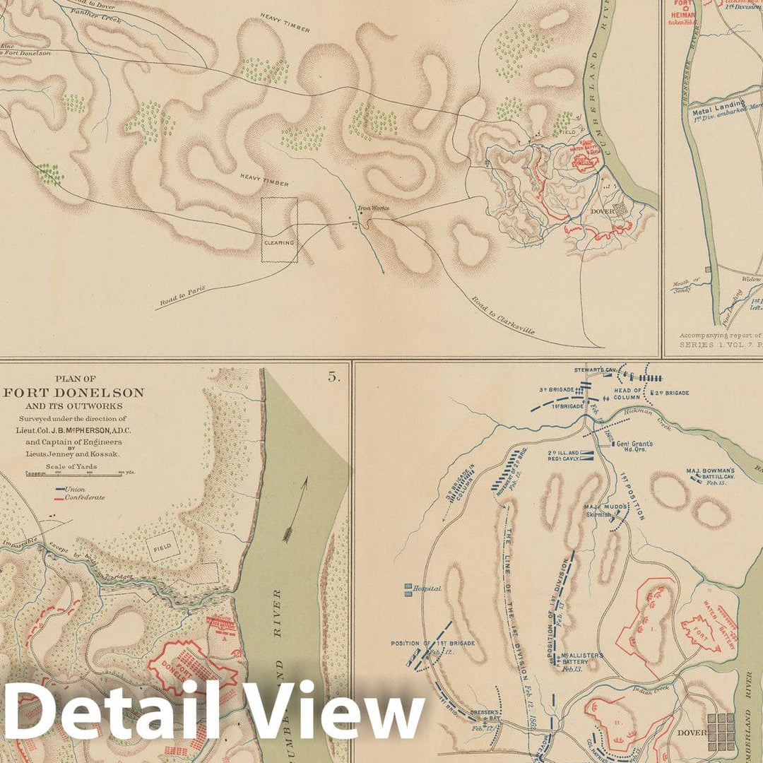 Historic Map : Civil War Atlas of the Union and Confederate Armies, Battles in Tennessee 1895 , Vintage Wall Art