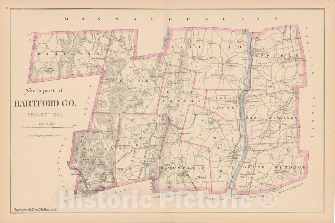 Historic Map : Hartford 1893 , Town and City Atlas State of Connecticut , v4, Vintage Wall Art