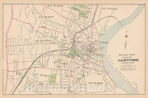 Historic Map : Hartford 1893 , Town and City Atlas State of Connecticut , v3, Vintage Wall Art