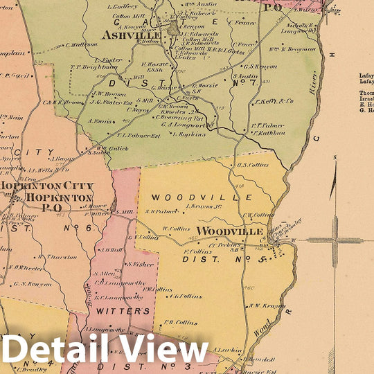 Historic Map : Atlas State of Rhode Island, Hopkinton 1870 , Vintage Wall Art